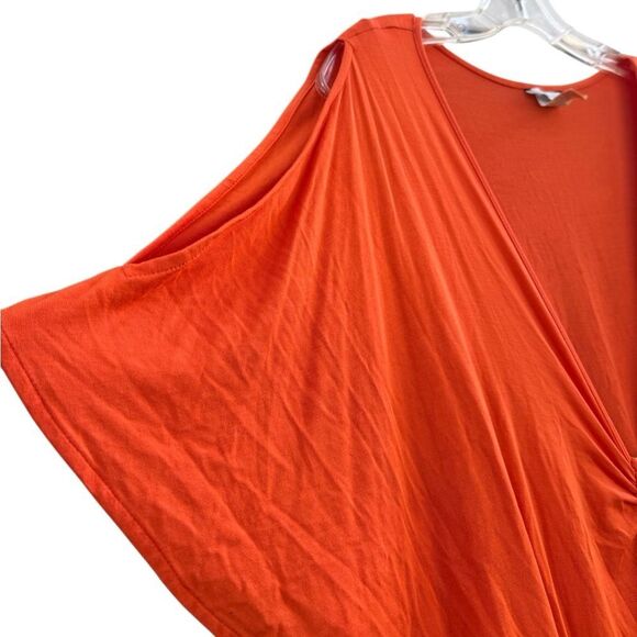 Trina Turk Women's Orange Cold Shoulder V Neck Medallion Mini Dress Size Small - Picture 3 of 5
